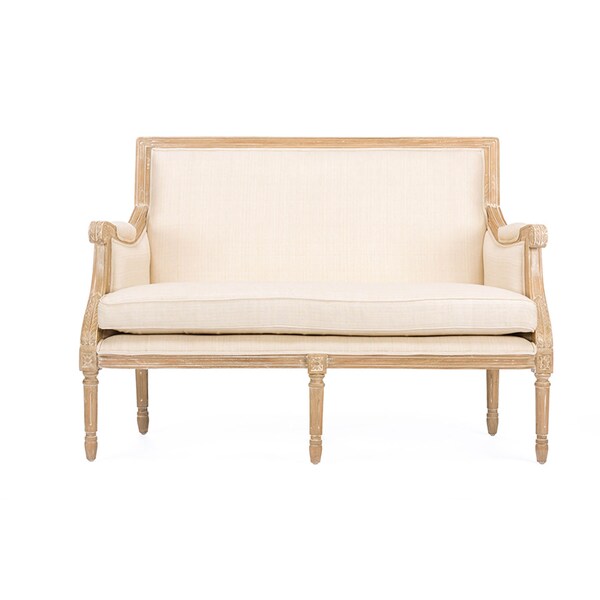 Baxton Studio Chavanon Wood & Light Beige Linen Traditional French Loveseat 112-6025 - main